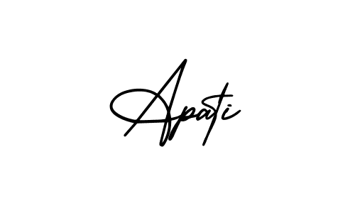 You should practise on your own different ways (AmerikaSignatureDemo-Regular) to write your name (Apati) in signature. don't let someone else do it for you. Apati signature style 3 images and pictures png