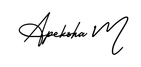 Master the art of signing with Apeksha M written in fluent AmerikaSignatureDemo-Regular script. A great template to practice and refine your handwriting. Apeksha M signature style 3 images and pictures png