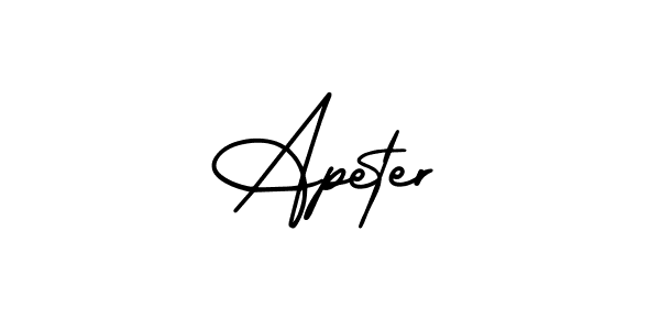 Apeter stylish signature style. Best Handwritten Sign (AmerikaSignatureDemo-Regular) for my name. Handwritten Signature Collection Ideas for my name Apeter. Apeter signature style 3 images and pictures png
