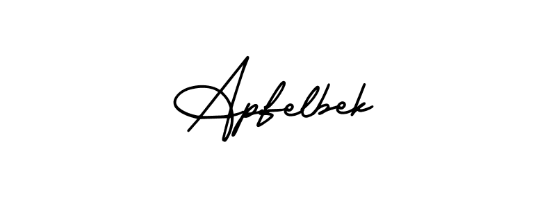 Use a signature maker to create a handwritten signature online. With this signature software, you can design (AmerikaSignatureDemo-Regular) your own signature for name Apfelbek. Apfelbek signature style 3 images and pictures png