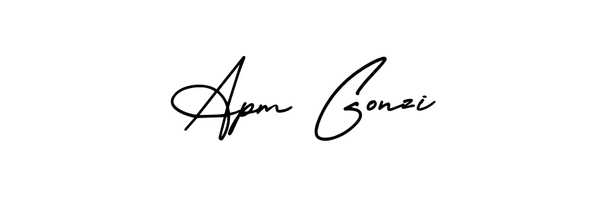 How to make Apm Gonzi name signature. Use AmerikaSignatureDemo-Regular style for creating short signs online. This is the latest handwritten sign. Apm Gonzi signature style 3 images and pictures png