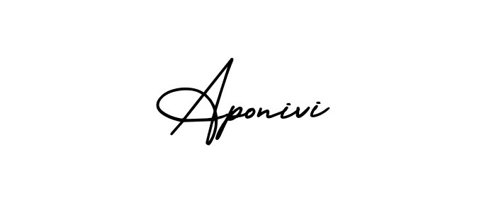 The best way (AmerikaSignatureDemo-Regular) to make a short signature is to pick only two or three words in your name. The name Aponivi include a total of six letters. For converting this name. Aponivi signature style 3 images and pictures png