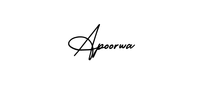 The best way (AmerikaSignatureDemo-Regular) to make a short signature is to pick only two or three words in your name. The name Apoorwa include a total of six letters. For converting this name. Apoorwa signature style 3 images and pictures png