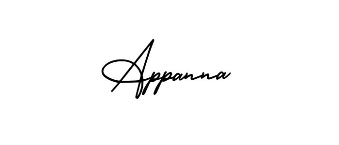 The best way (AmerikaSignatureDemo-Regular) to make a short signature is to pick only two or three words in your name. The name Appanna include a total of six letters. For converting this name. Appanna signature style 3 images and pictures png