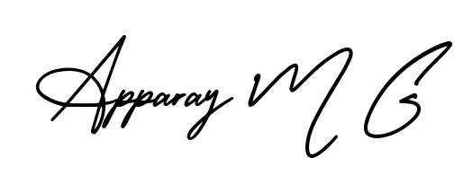 The AmerikaSignatureDemo-Regular handwriting style adds charm and authenticity to name Apparay M G. A wonderful choice for personal thank-you notes. Apparay M G signature style 3 images and pictures png