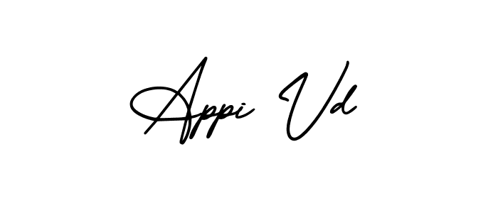 Use a signature maker to create a handwritten signature online. With this signature software, you can design (AmerikaSignatureDemo-Regular) your own signature for name Appi Vd. Appi Vd signature style 3 images and pictures png