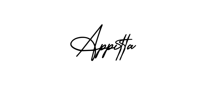 You should practise on your own different ways (AmerikaSignatureDemo-Regular) to write your name (Appitta) in signature. don't let someone else do it for you. Appitta signature style 3 images and pictures png