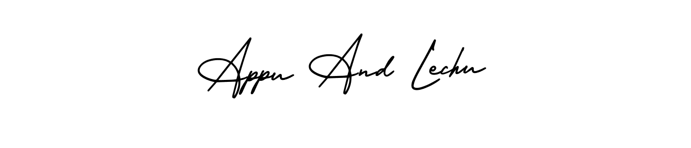 Also You can easily find your signature by using the search form. We will create Appu And Lechu name handwritten signature images for you free of cost using AmerikaSignatureDemo-Regular sign style. Appu And Lechu signature style 3 images and pictures png