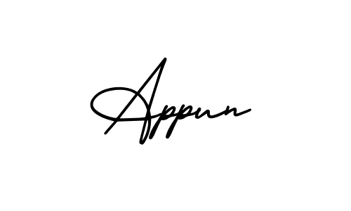 Appun stylish signature style. Best Handwritten Sign (AmerikaSignatureDemo-Regular) for my name. Handwritten Signature Collection Ideas for my name Appun. Appun signature style 3 images and pictures png