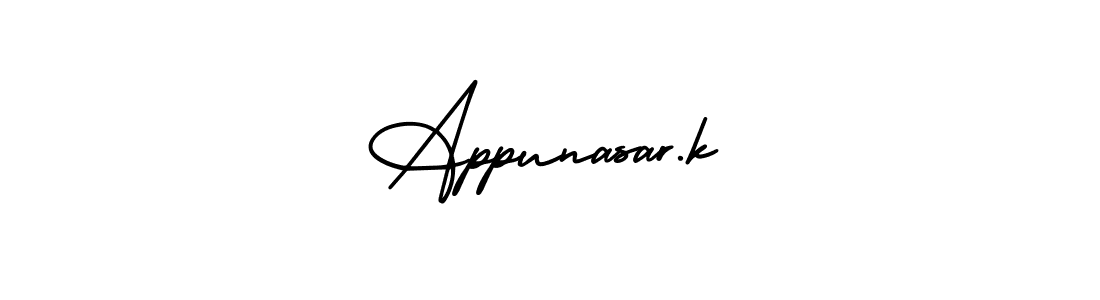 Also we have Appunasar.k name is the best signature style. Create professional handwritten signature collection using AmerikaSignatureDemo-Regular autograph style. Appunasar.k signature style 3 images and pictures png