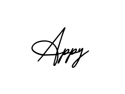Use a signature maker to create a handwritten signature online. With this signature software, you can design (AmerikaSignatureDemo-Regular) your own signature for name Appy. Appy signature style 3 images and pictures png