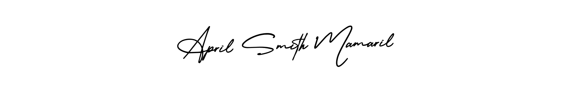 if you are searching for the best signature style for your name April Smith Mamaril. so please give up your signature search. here we have designed multiple signature styles  using AmerikaSignatureDemo-Regular. April Smith Mamaril signature style 3 images and pictures png