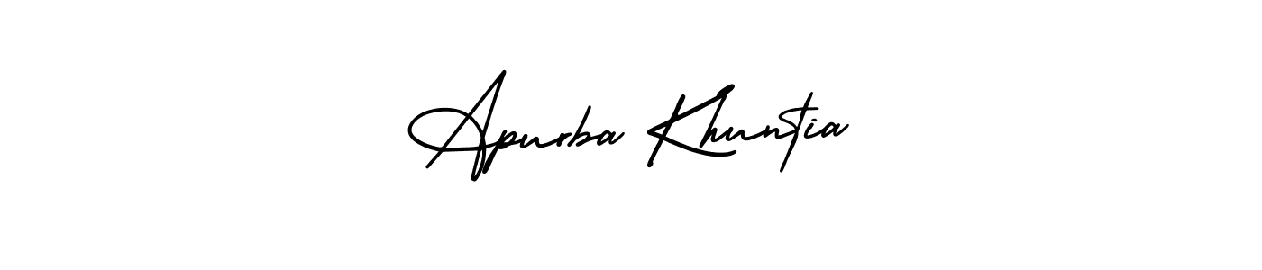 AmerikaSignatureDemo-Regular is a professional signature style that is perfect for those who want to add a touch of class to their signature. It is also a great choice for those who want to make their signature more unique. Get Apurba Khuntia name to fancy signature for free. Apurba Khuntia signature style 3 images and pictures png