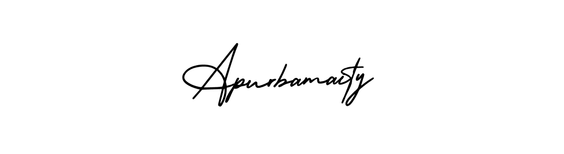 The best way (AmerikaSignatureDemo-Regular) to make a short signature is to pick only two or three words in your name. The name Apurbamaity include a total of six letters. For converting this name. Apurbamaity signature style 3 images and pictures png
