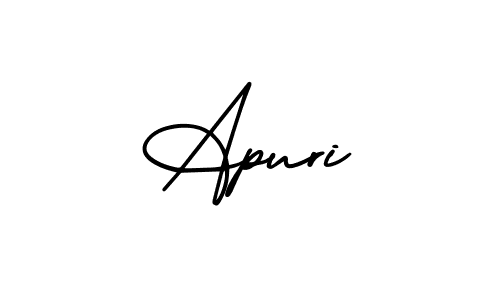 How to make Apuri name signature. Use AmerikaSignatureDemo-Regular style for creating short signs online. This is the latest handwritten sign. Apuri signature style 3 images and pictures png