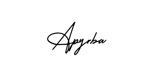 The best way (AmerikaSignatureDemo-Regular) to make a short signature is to pick only two or three words in your name. The name Apyrba include a total of six letters. For converting this name. Apyrba signature style 3 images and pictures png