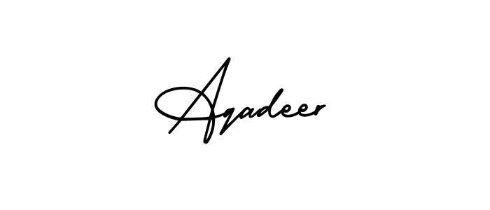 It looks lik you need a new signature style for name Aqadeer. Design unique handwritten (AmerikaSignatureDemo-Regular) signature with our free signature maker in just a few clicks. Aqadeer signature style 3 images and pictures png