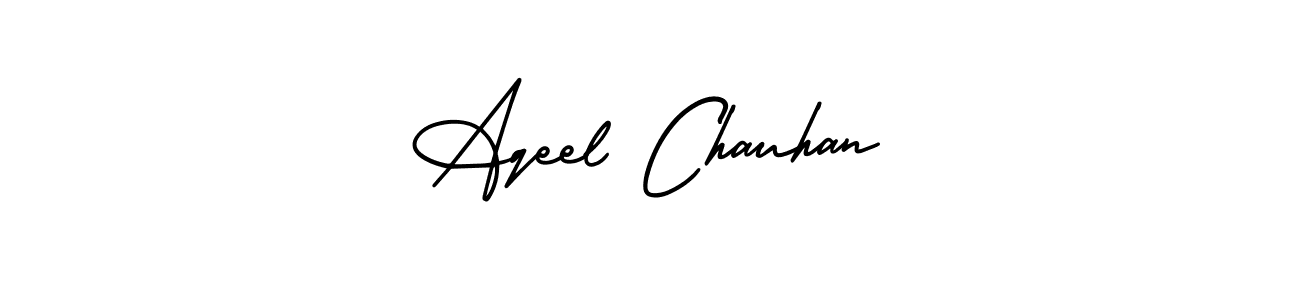 This is the best signature style for the Aqeel Chauhan name. Also you like these signature font (AmerikaSignatureDemo-Regular). Mix name signature. Aqeel Chauhan signature style 3 images and pictures png