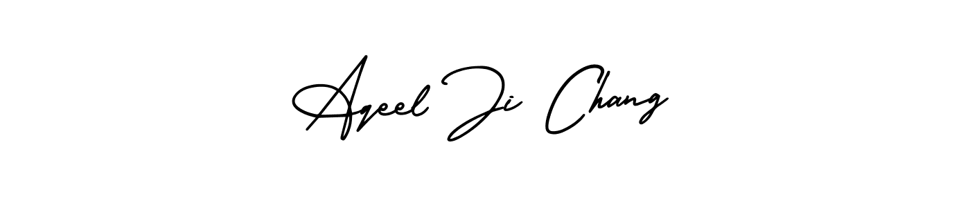 AmerikaSignatureDemo-Regular is a professional signature style that is perfect for those who want to add a touch of class to their signature. It is also a great choice for those who want to make their signature more unique. Get Aqeel Ji Chang name to fancy signature for free. Aqeel Ji Chang signature style 3 images and pictures png