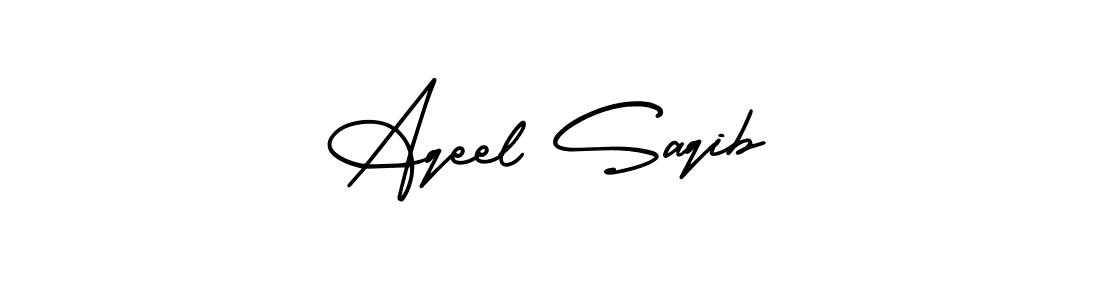 This is the best signature style for the Aqeel Saqib name. Also you like these signature font (AmerikaSignatureDemo-Regular). Mix name signature. Aqeel Saqib signature style 3 images and pictures png
