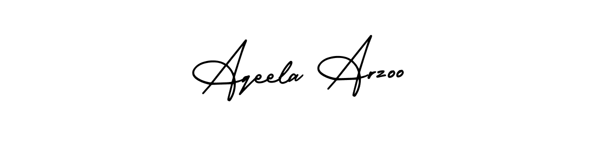 You should practise on your own different ways (AmerikaSignatureDemo-Regular) to write your name (Aqeela Arzoo) in signature. don't let someone else do it for you. Aqeela Arzoo signature style 3 images and pictures png