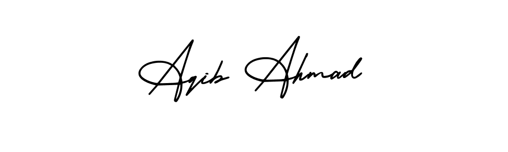 How to make Aqib Ahmad name signature. Use AmerikaSignatureDemo-Regular style for creating short signs online. This is the latest handwritten sign. Aqib Ahmad signature style 3 images and pictures png
