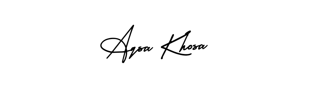 The best way (AmerikaSignatureDemo-Regular) to make a short signature is to pick only two or three words in your name. The name Aqsa Khosa include a total of six letters. For converting this name. Aqsa Khosa signature style 3 images and pictures png