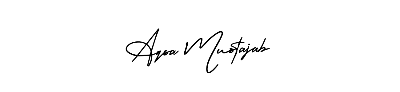 This is the best signature style for the Aqsa Mustajab name. Also you like these signature font (AmerikaSignatureDemo-Regular). Mix name signature. Aqsa Mustajab signature style 3 images and pictures png