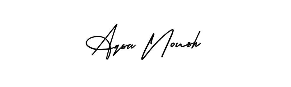 The best way (AmerikaSignatureDemo-Regular) to make a short signature is to pick only two or three words in your name. The name Aqsa Noush include a total of six letters. For converting this name. Aqsa Noush signature style 3 images and pictures png