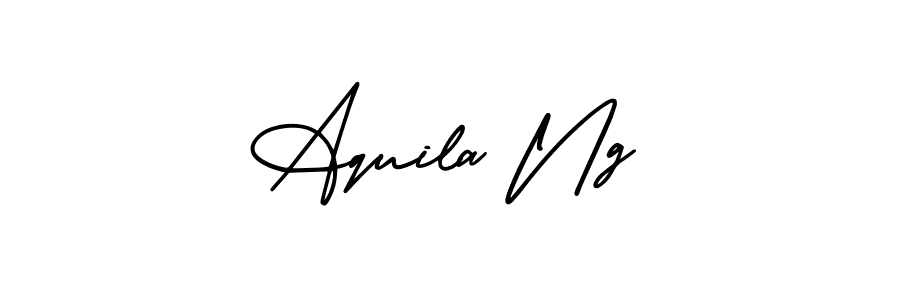 The best way (AmerikaSignatureDemo-Regular) to make a short signature is to pick only two or three words in your name. The name Aquila Ng include a total of six letters. For converting this name. Aquila Ng signature style 3 images and pictures png