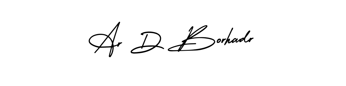 The best way (AmerikaSignatureDemo-Regular) to make a short signature is to pick only two or three words in your name. The name Ar D Borhadr include a total of six letters. For converting this name. Ar D Borhadr signature style 3 images and pictures png