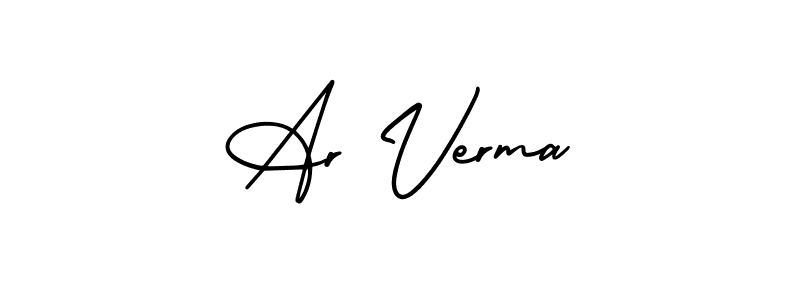 You should practise on your own different ways (AmerikaSignatureDemo-Regular) to write your name (Ar Verma) in signature. don't let someone else do it for you. Ar Verma signature style 3 images and pictures png
