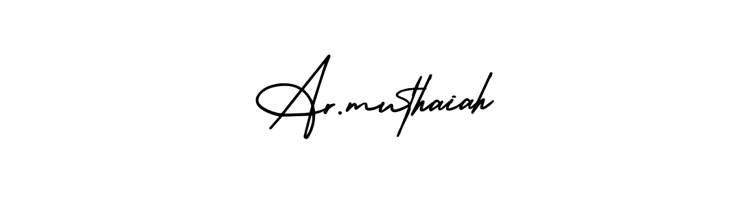 The best way (AmerikaSignatureDemo-Regular) to make a short signature is to pick only two or three words in your name. The name Ar.muthaiah include a total of six letters. For converting this name. Ar.muthaiah signature style 3 images and pictures png