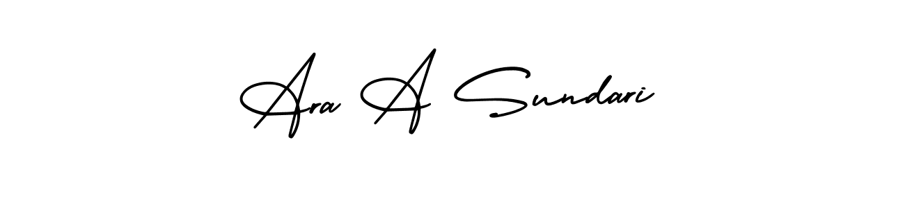 This is the best signature style for the Ara A Sundari name. Also you like these signature font (AmerikaSignatureDemo-Regular). Mix name signature. Ara A Sundari signature style 3 images and pictures png