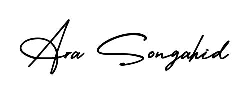 This is the best signature style for the Ara Songahid name. Also you like these signature font (AmerikaSignatureDemo-Regular). Mix name signature. Ara Songahid signature style 3 images and pictures png