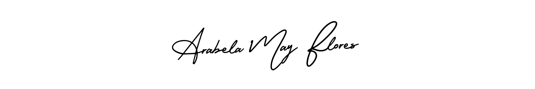 You should practise on your own different ways (AmerikaSignatureDemo-Regular) to write your name (Arabela May Flores) in signature. don't let someone else do it for you. Arabela May Flores signature style 3 images and pictures png