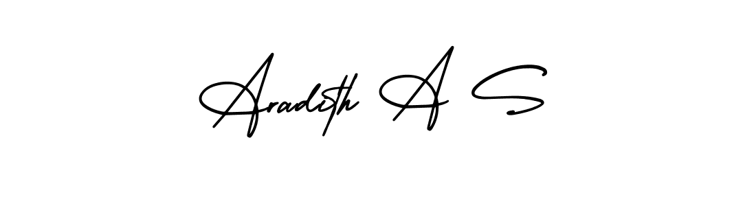 The best way (AmerikaSignatureDemo-Regular) to make a short signature is to pick only two or three words in your name. The name Aradith A S include a total of six letters. For converting this name. Aradith A S signature style 3 images and pictures png