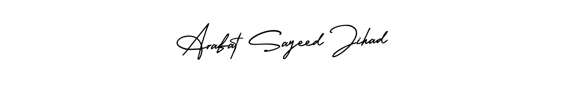 The best way (AmerikaSignatureDemo-Regular) to make a short signature is to pick only two or three words in your name. The name Arafat Sayeed Jihad include a total of six letters. For converting this name. Arafat Sayeed Jihad signature style 3 images and pictures png