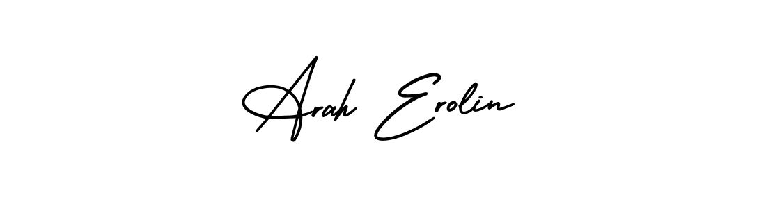 The best way (AmerikaSignatureDemo-Regular) to make a short signature is to pick only two or three words in your name. The name Arah Erolin include a total of six letters. For converting this name. Arah Erolin signature style 3 images and pictures png