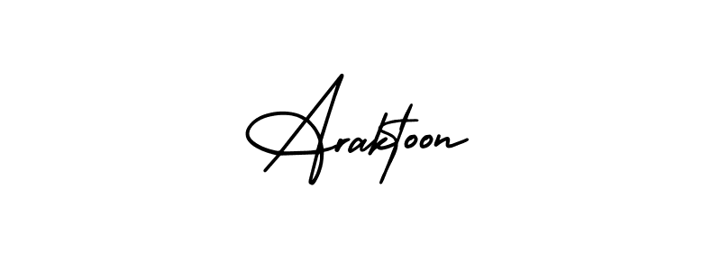 You should practise on your own different ways (AmerikaSignatureDemo-Regular) to write your name (Araktoon) in signature. don't let someone else do it for you. Araktoon signature style 3 images and pictures png