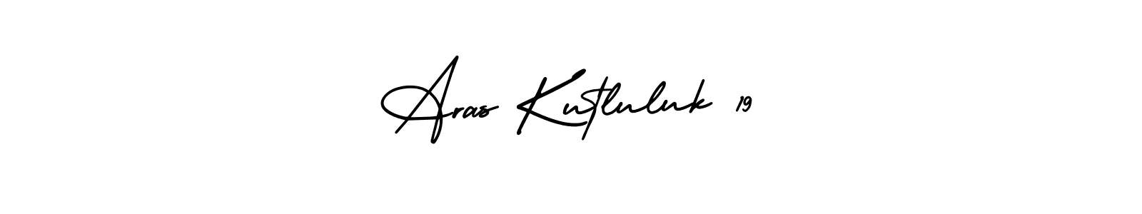 The best way (AmerikaSignatureDemo-Regular) to make a short signature is to pick only two or three words in your name. The name Aras Kutluluk 19 include a total of six letters. For converting this name. Aras Kutluluk 19 signature style 3 images and pictures png