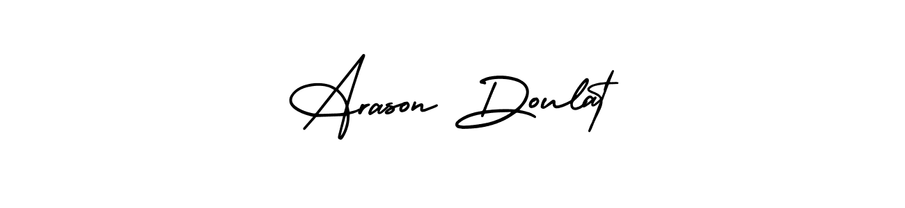 How to make Arason Doulat name signature. Use AmerikaSignatureDemo-Regular style for creating short signs online. This is the latest handwritten sign. Arason Doulat signature style 3 images and pictures png