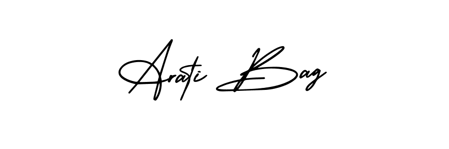 You should practise on your own different ways (AmerikaSignatureDemo-Regular) to write your name (Arati Bag) in signature. don't let someone else do it for you. Arati Bag signature style 3 images and pictures png