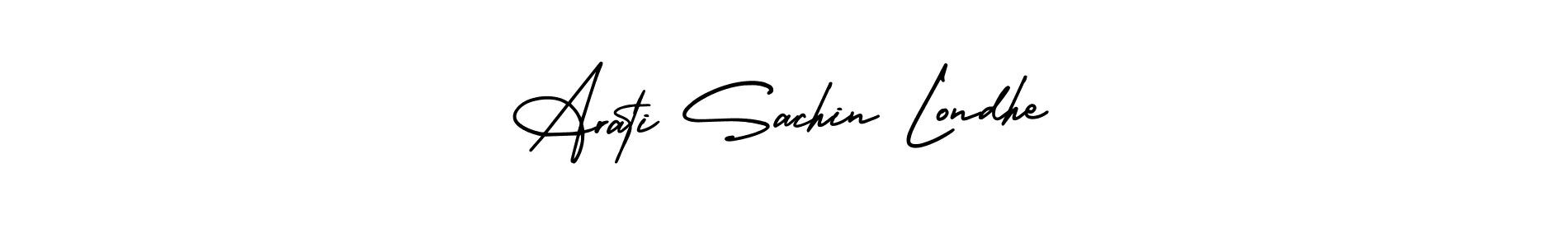 The best way (AmerikaSignatureDemo-Regular) to make a short signature is to pick only two or three words in your name. The name Arati Sachin Londhe include a total of six letters. For converting this name. Arati Sachin Londhe signature style 3 images and pictures png