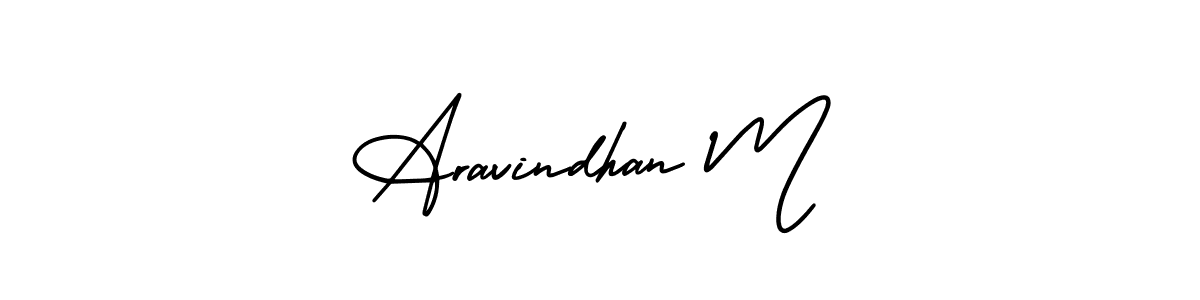 Make a beautiful signature design for name Aravindhan M. With this signature (AmerikaSignatureDemo-Regular) style, you can create a handwritten signature for free. Aravindhan M signature style 3 images and pictures png