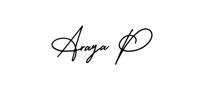 Make a beautiful signature design for name Araya P. With this signature (AmerikaSignatureDemo-Regular) style, you can create a handwritten signature for free. Araya P signature style 3 images and pictures png