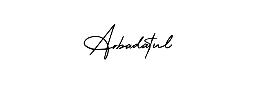 This is the best signature style for the Arbadatul name. Also you like these signature font (AmerikaSignatureDemo-Regular). Mix name signature. Arbadatul signature style 3 images and pictures png