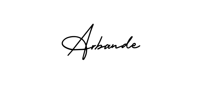 The best way (AmerikaSignatureDemo-Regular) to make a short signature is to pick only two or three words in your name. The name Arbande include a total of six letters. For converting this name. Arbande signature style 3 images and pictures png