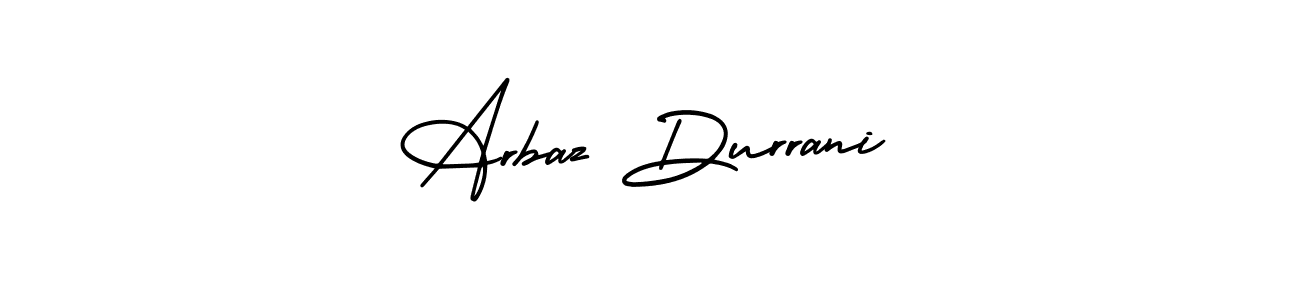 The best way (AmerikaSignatureDemo-Regular) to make a short signature is to pick only two or three words in your name. The name Arbaz Durrani include a total of six letters. For converting this name. Arbaz Durrani signature style 3 images and pictures png