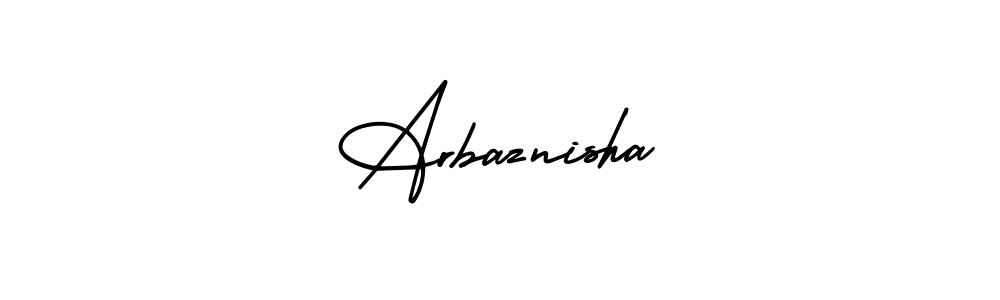 Also You can easily find your signature by using the search form. We will create Arbaznisha name handwritten signature images for you free of cost using AmerikaSignatureDemo-Regular sign style. Arbaznisha signature style 3 images and pictures png